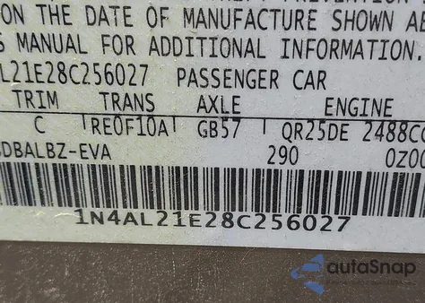 2008 Nissan Altima 2.5 S из США, поврежденный, VIN 1N4AL21E28C256027